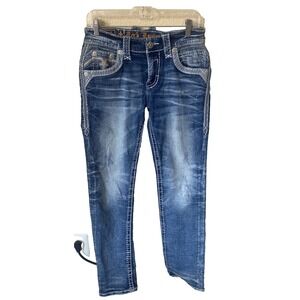 Rock Revival Jeans Seagrass Straight Leg Womens Size 28 Blue Wash EUC